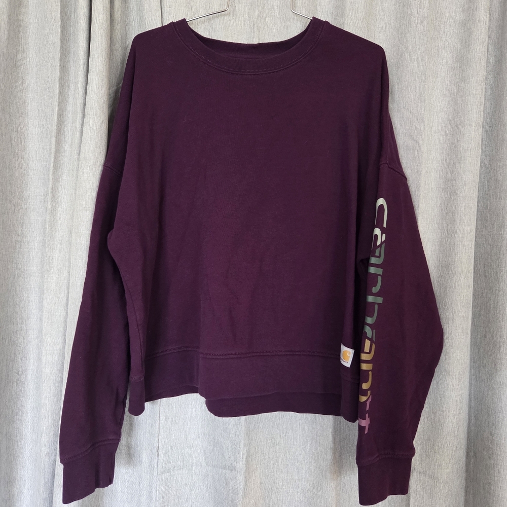Carhartt Sweatshirt Womens Large Purple Tencel Fiber Series Loose Fit Sweater